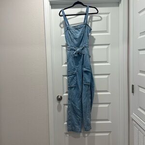 Free people jean jumpsuit